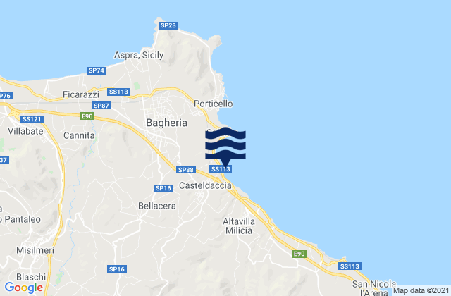 Mapa de mareas Casteldaccia, Italy