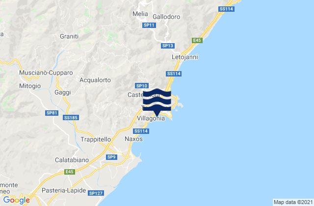 Mapa de mareas Castelmola, Italy