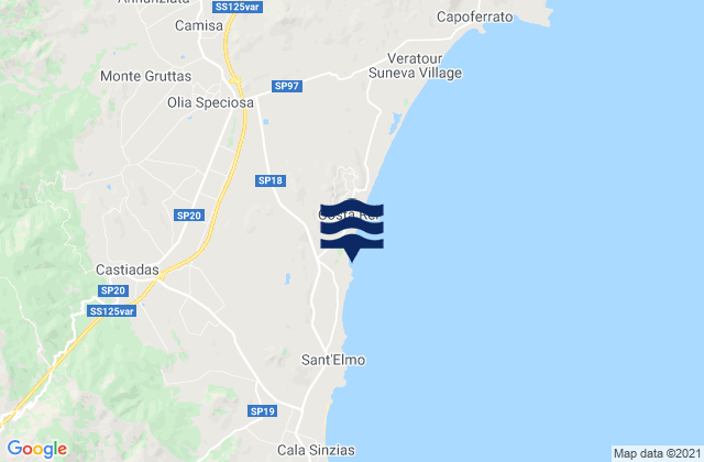 Mapa de mareas Castiadas, Italy