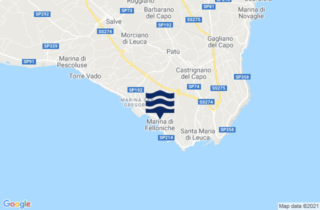 Mapa de mareas Castrignano del Capo, Italy