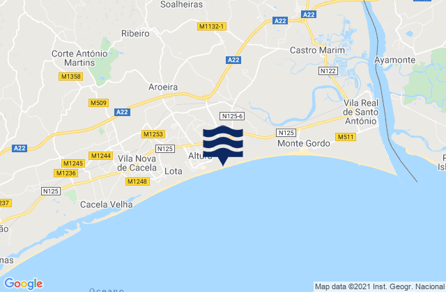 Mapa de mareas Castro Marim, Portugal