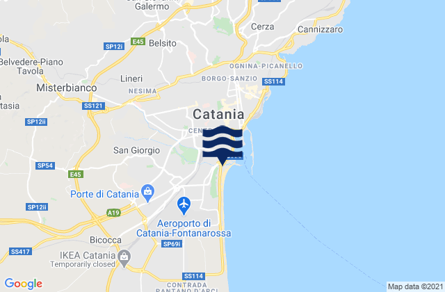Mapa de mareas Catania, Italy