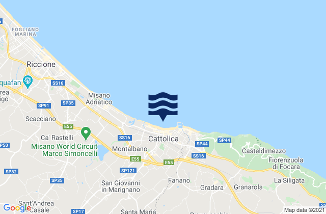 Mapa de mareas Cattolica, Italy