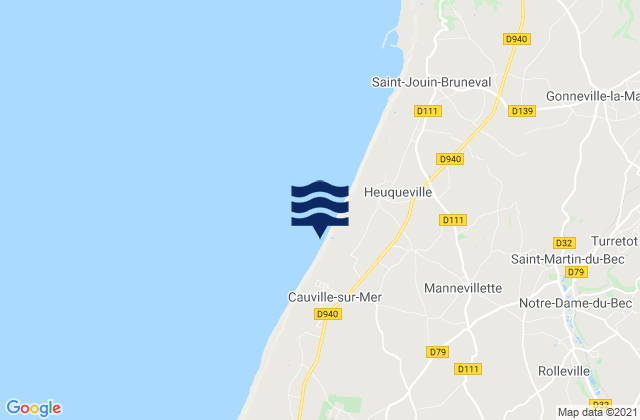 Mapa de mareas Cauville-sur-Mer, France