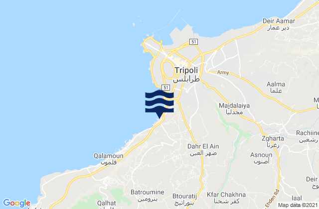 Mapa de mareas Caza de Zgharta, Lebanon