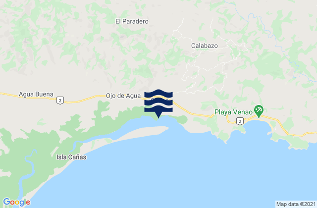 Mapa de mareas Cañas, Panama