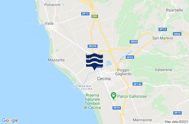 Mapa de mareas Cecina, Italy