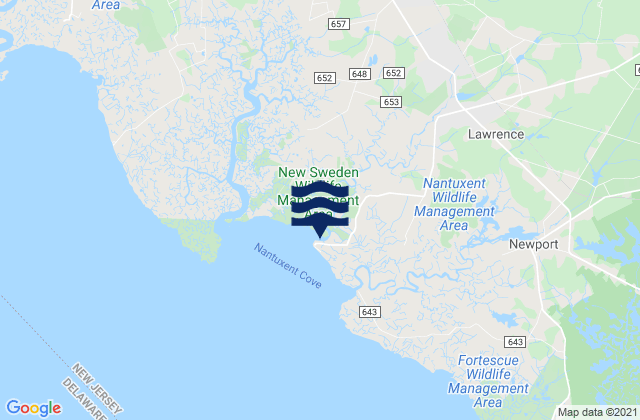 Mapa de mareas Cedar Creek Entrance Nantuxent Cove, United States