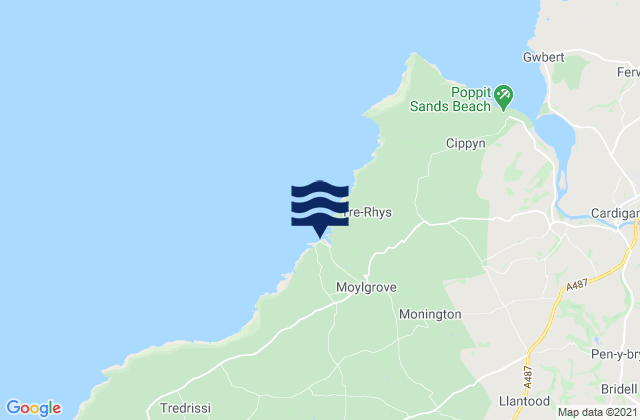 Mapa de mareas Ceibwr Bay Beach, United Kingdom