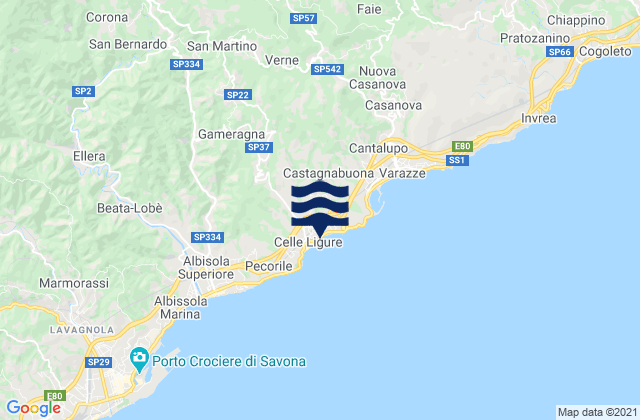 Mapa de mareas Celle Ligure, Italy