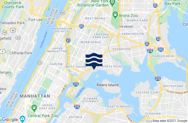Mapa de mareas Central Bridge, Harlem River, United States