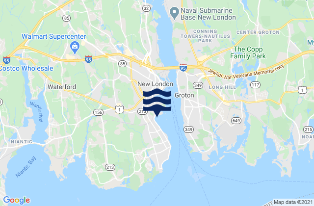 Mapa de mareas Central Waterford, United States