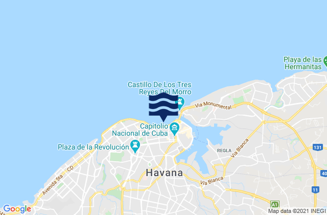 Mapa de mareas Centro Habana, Cuba
