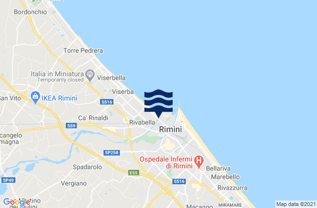 Mapa de mareas Cerasolo, Italy
