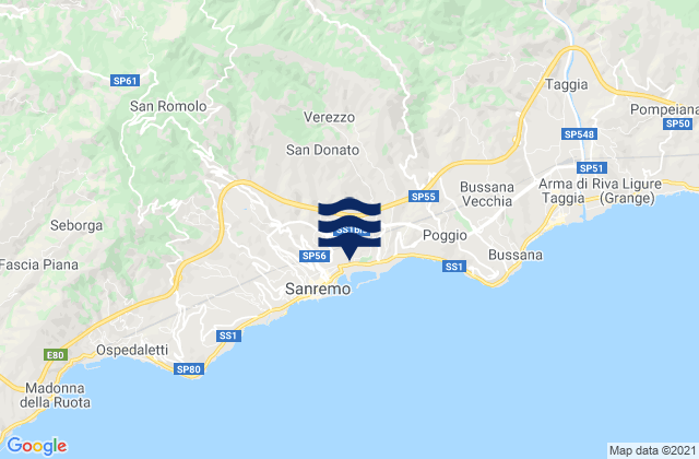 Mapa de mareas Ceriana, Italy
