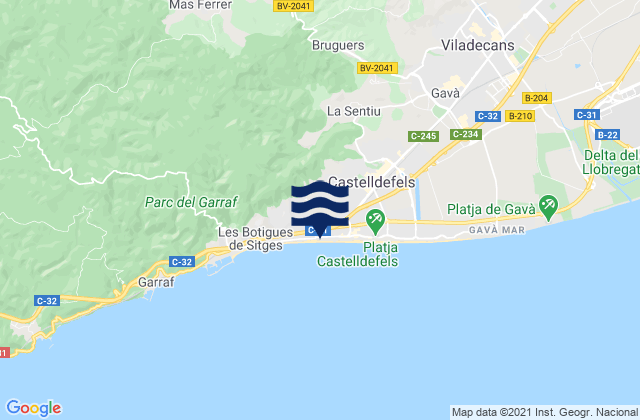Mapa de mareas Cervelló, Spain