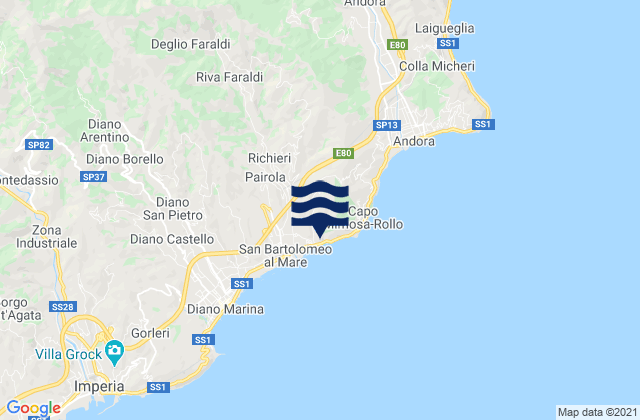 Mapa de mareas Cervo, Italy