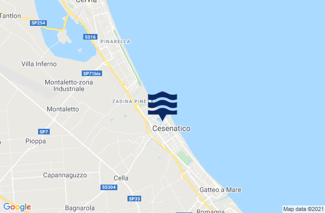Mapa de mareas Cesenatico, Italy