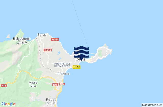 Mapa de mareas Ceuta, Spain