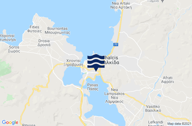 Mapa de mareas Chalkída, Greece