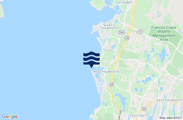 Mapa de mareas Chappaquoit Point West Falmouth Harbor, United States