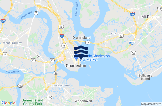 Mapa de mareas Charleston (customhouse Wharf), United States