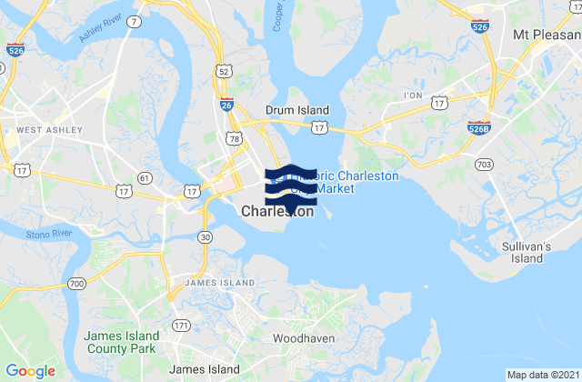 Mapa de mareas Charleston, United States