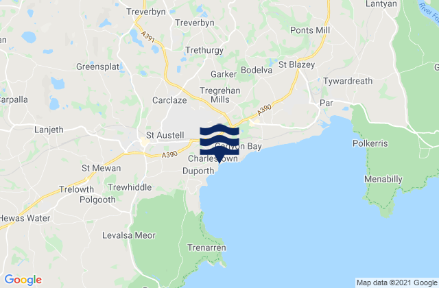 Mapa de mareas Charlestown Beach, United Kingdom