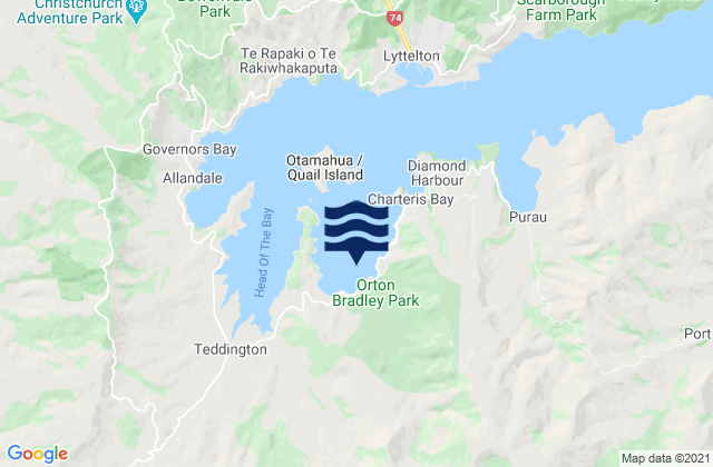 Mapa de mareas Charteris Bay, New Zealand