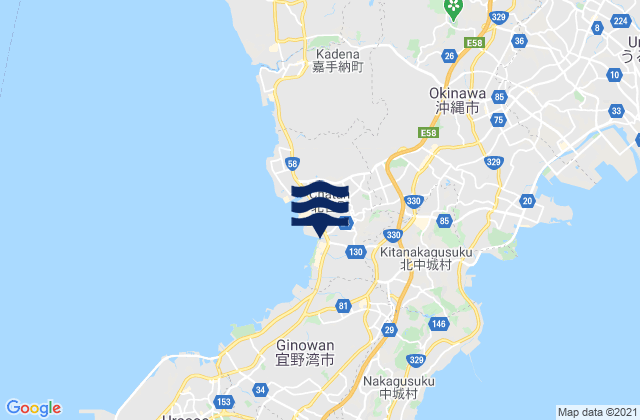 Mapa de mareas Chatan, Japan