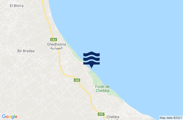 Mapa de mareas Chebba, Tunisia