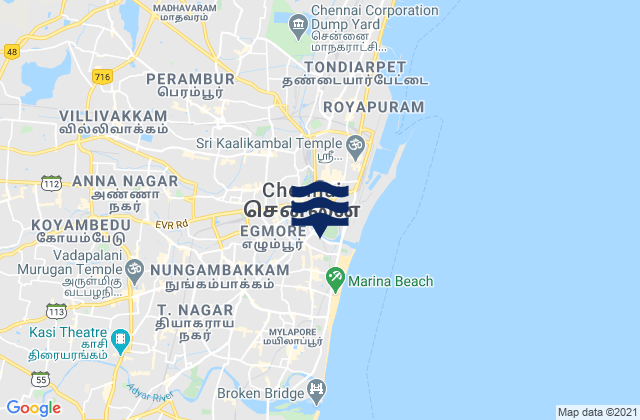 Mapa de mareas Chennai, India