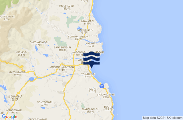 Mapa de mareas Cheongha, South Korea