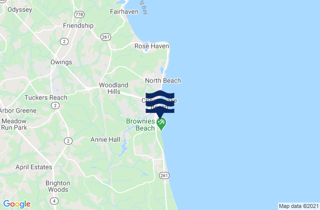 Mapa de mareas Chesapeake Beach, United States