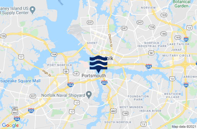 Mapa de mareas Chesapeake Southern Branch, United States