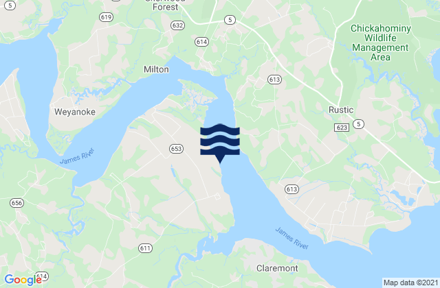Mapa de mareas Chester James River, United States