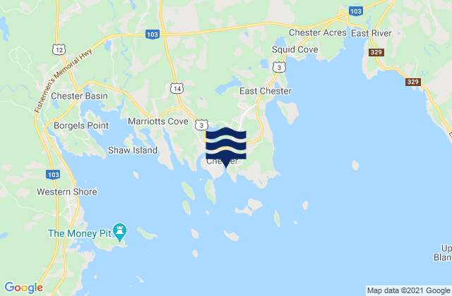 Mapa de mareas Chester, Canada