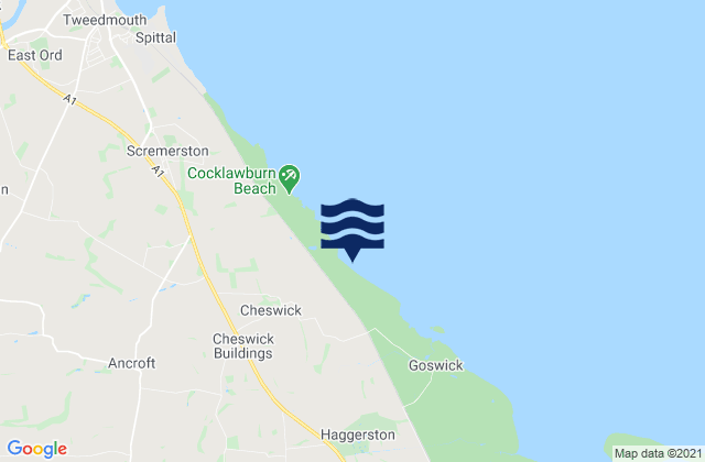Mapa de mareas Cheswick Sands Cocklawburn Beach, United Kingdom