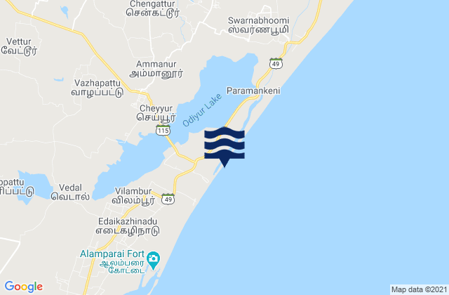 Mapa de mareas Cheyyur, India