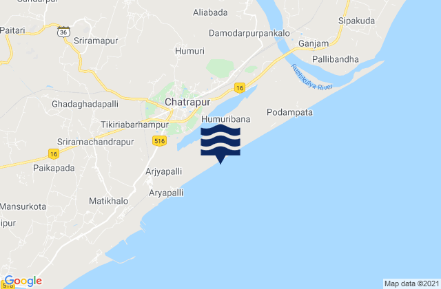 Mapa de mareas Chhatrapur, India