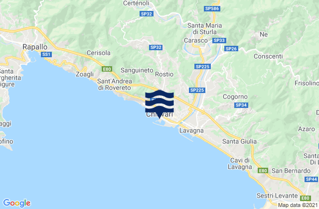 Mapa de mareas Chiavari, Italy