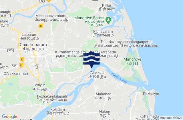 Mapa de mareas Chidambaram, India