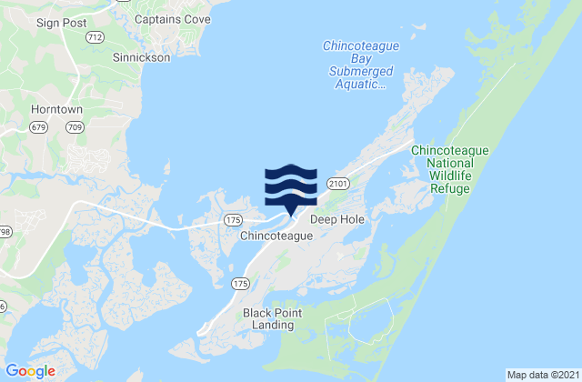 Mapa de mareas Chincoteague Island (Lewis Creek), United States