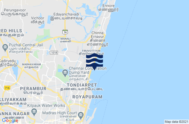 Mapa de mareas Chinnasekkadu, India