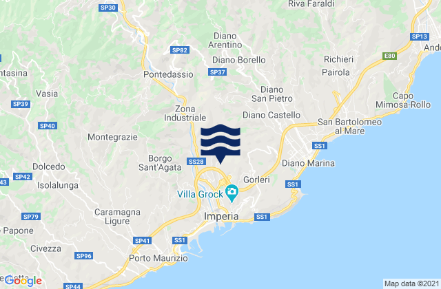Mapa de mareas Chiusanico, Italy