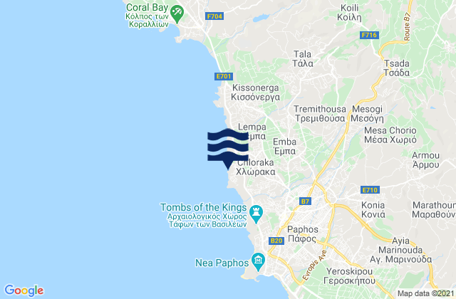 Mapa de mareas Chlórakas, Cyprus