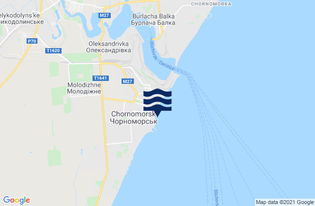 Mapa de mareas Chornomors’k, Ukraine
