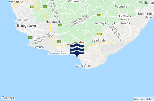Mapa de mareas Christ Church, Barbados