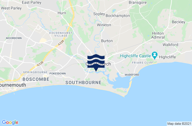 Mapa de mareas Christchurch, United Kingdom