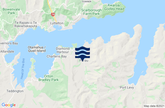 Mapa de mareas Christchurch City, New Zealand